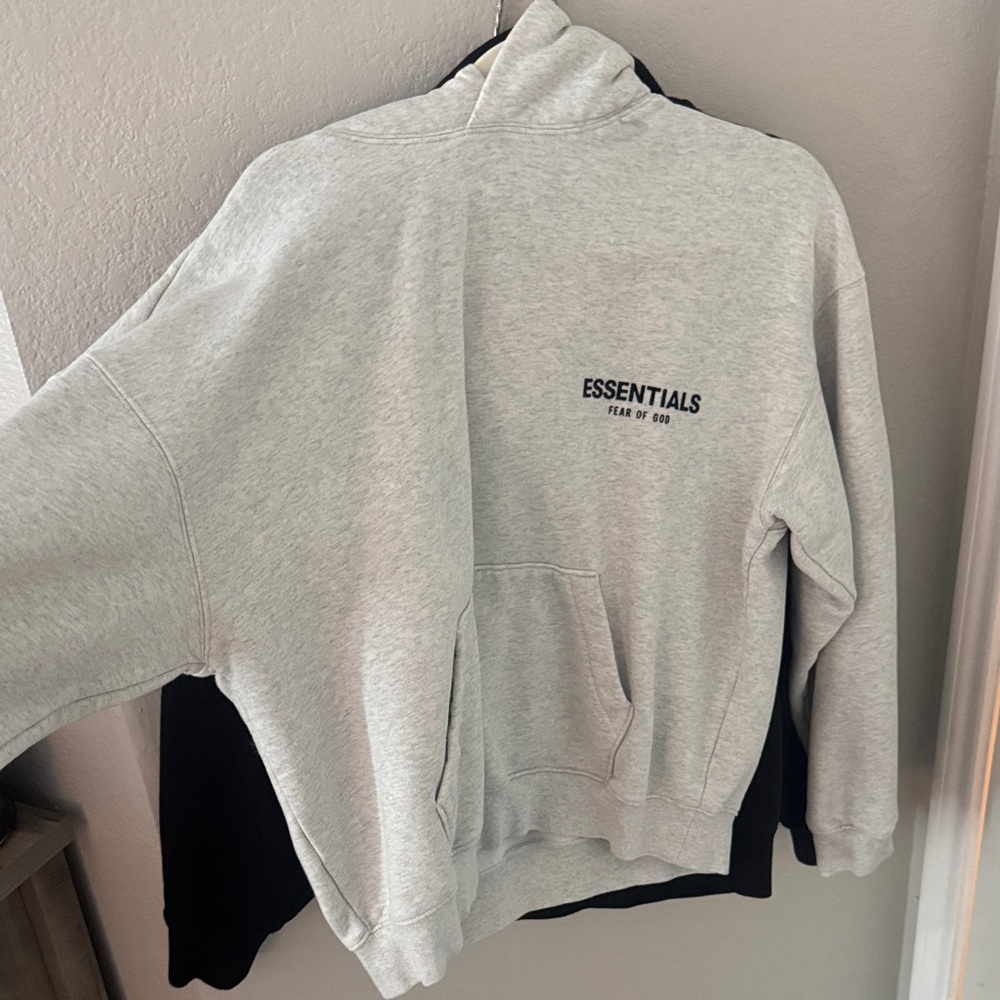 Essentials Light Gray Pullover Hoodie with Small Logo